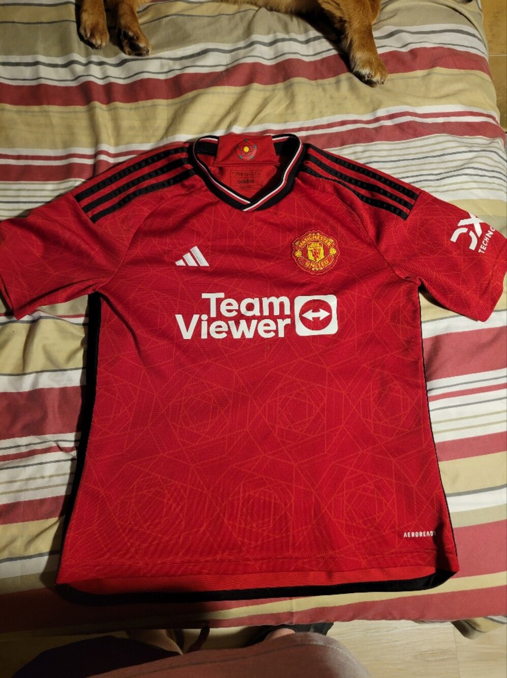 adidas Red Manchester United TeamViewer Football Jersey YOUTH LARGE